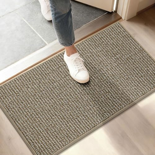 BEQHAUSE Dirt Trapper Door Mat 17" x 30", Non-Slip Doormats, Light Beige by BEQHAUSE