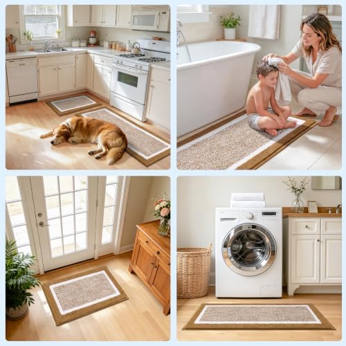Pauwer Bathroom Rugs Sets 3 Piece, Non Slip Bath Mats for Bathroom, Mustard - Image 7