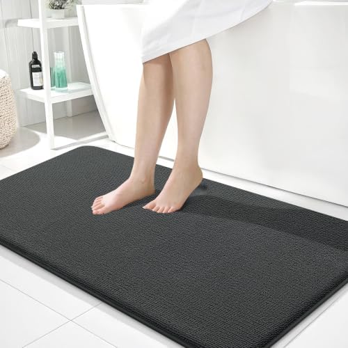 OLANLY Memory Foam Bathroom Runner Rug 44x24, Absorbent Long Mat, Dark Grey by OLANLY