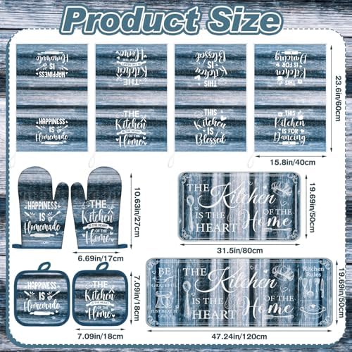 Fourluoo 10 Pcs Farmhouse Blue Kitchen Decor Set - Image 3