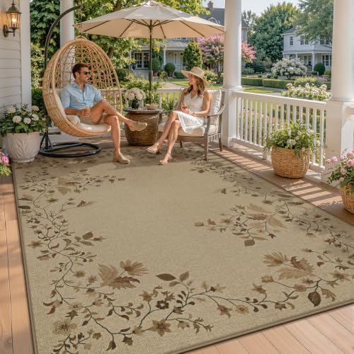 Aoyaomi Easy Jute Rug 6x9 Area Rugs: Washable Woven Rug for Living Room Netural Floral Area Rug Non-Slip Indoor Outdoor Carpet for Bedroom Farmhouse Dining Room Office Patio (Natural Vine, 6'x9') - Image 2