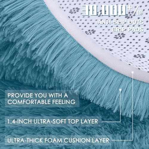 OLANLY 2x6 Machine Washable Runner Rugs for Hallway, Soft Fluffy Shaggy Bedside Rugs for Bedroom, Living Room, Indoor Floor Carpet for Kids Girls and Boys, Home Decor Aesthetic, Slate Blue - Image 7