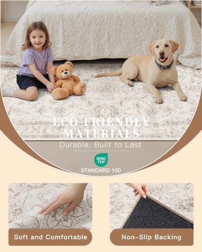 Madane Runner Rug 3x12 for Hallway, Kitchen Non-Slip Runner Rug Brown/Ivory - Image 7