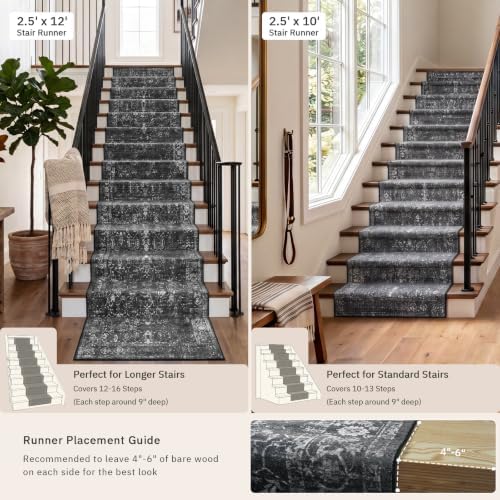 Morebes Black Vintage Runners for Hallways 10 Foot Non Slip, Washable Distressed Non Skid Kitchen Runner Rug Indoor Long Carpet for Hall Foyer Entryway Bathroom Entrance Playroom - Image 4