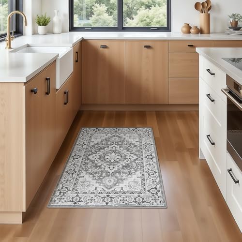 Lofus 2x3 Washable Rug for Entryway Bathroom, Non Slip Kitchen Mats Grey - Image 3