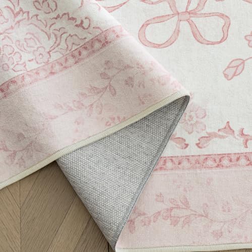 4x6 Pink Small Dorm Room Bedside Rug, Cute Feminine Office Area Rug for Rolling Chairs Under Desk - Image 6