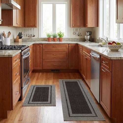 Artoid Mode Black Absorbent Rectangle Kitchen Mats Set of 2-17x29 + 17x47 - Image 5