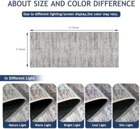 2x5 Washable Runner Rugs，Modern Abstract Rug Runner,Ultra-Thin Kitchen Runner Rug Non-Slip Backing Entryway Runners,Bathroom Carpet for Hallways,Bedroom，Laundry Room - Image 2