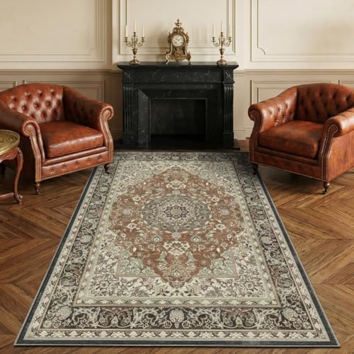 Washable 4'x6' Vintage Area Rug for Bedroom Living Room by Unknown