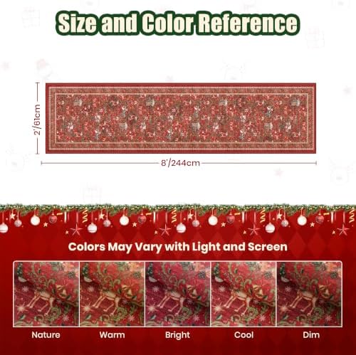 Christmas Runner Rug 2x8, Washable Rugs for Bedroom (2'x8', Red) - Image 2