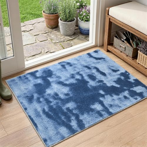 2x3 Tie-dye Dark Teal Area Rug Washable Non-Slip for Entryway Front Door by Unknown