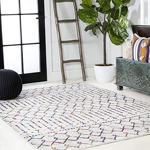 JONATHAN Y Boho Vintage Diamond Cream/Multi Indoor Area Rug 8X10 ft, Moroccan Hype for Living Room, Bedroom, Kitchen, Office, Easy-Cleaning, High Traffic, Pet-Friendly, Non-Shedding (MOH101H-8) - Image 5