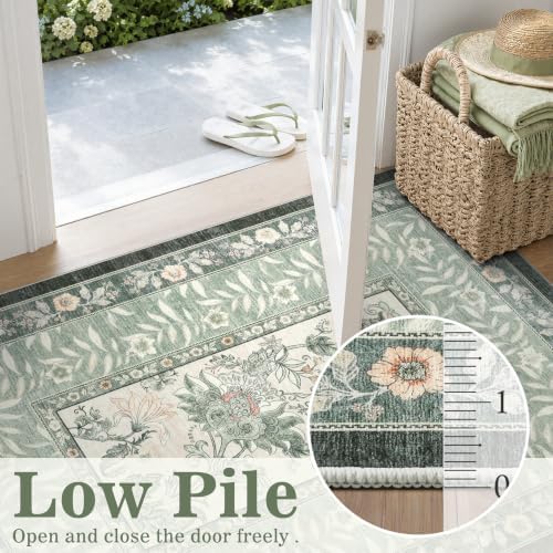 DCX Washable 6x9 Sage Green Vintage Botanical Area Rug - Image 6