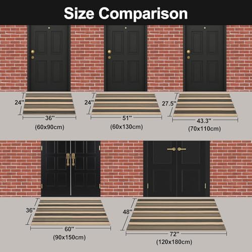 OJIA Fall Front Door Mat 27.5"x43", Striped Outdoor Rug Porch Decor - Image 2