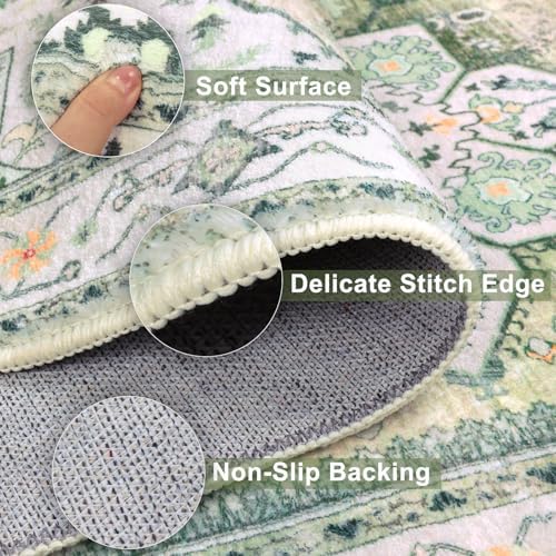 Yamaziot Washable Runner Rug, 2x8 Non-Slip Boho Vintage Hallway Kitchen Rug - Image 4