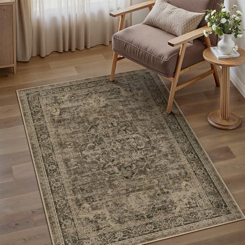 PureCozy Brown Small Area Rug 3x5 Vintage Oriental Distressed - Image 5