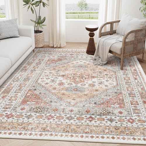 zesthome 5x7 Area Rugs for Living Room,Large Washable Rug,Orange by Zesthome