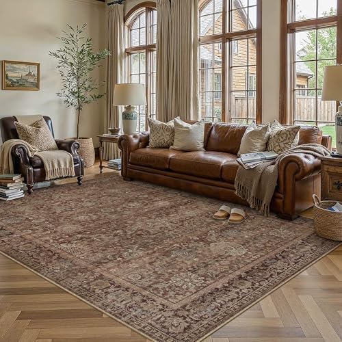 HUGEAR Area Rugs 5x8 Rust Red Vintage Rug for Living Room - Image 2