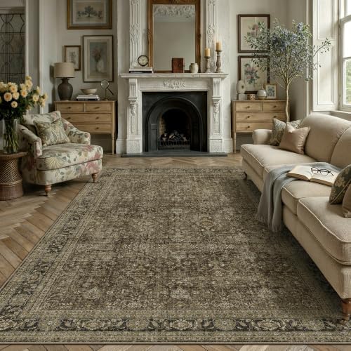 8x10 Taupe Brown Vintage Area Rug by WondRg