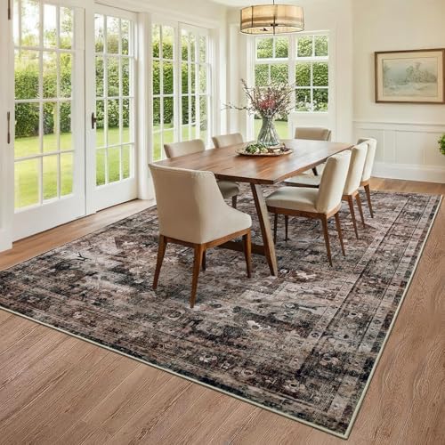 GarveeHome Washable Area Rug 3x5 Vintage Living Room Rug Brown - Image 2