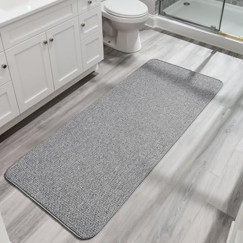 Bosap Bath Mat,Ultra Thin Bathroom Runner Rugs,Large Bath Mats for Bathroom,Quick Dry,Non-Slip,Machine Washable,Low Pile,Bath Rug,Shower Outside,Sink,Home Decor Accessories.Grey,3'x4'(36x48inch) by BosapDirect