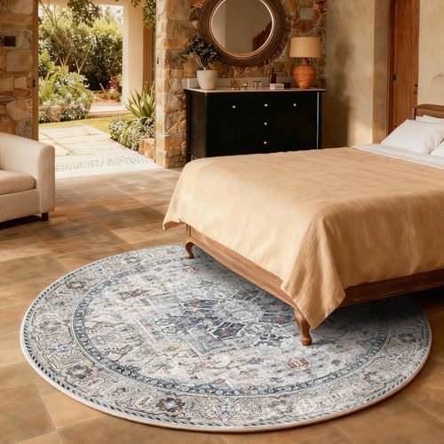 4x4 Washable Rugs for Living Room: Bedroom Rug Stain Resistant Non Slip Low Pile Soft Small Area Rugs for Bedroom Entryway Kitchen Living Room Bedside Office Dorm Kids Room Entrance - Image 6