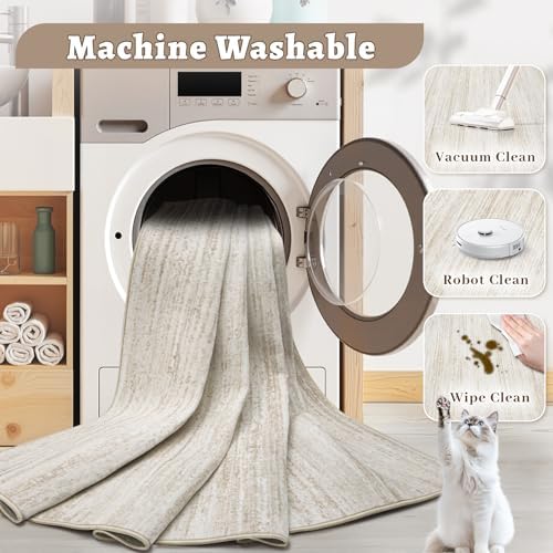 Area Rug 8x10 Living Room Rugs: Washable Modern Rug Large Non-Slip Soft Rugs Stain Resistant Printed Rug Indoor Carpet for Bedroom Kitchen Dining Room Nursery Playroom Home(Beige, 8'x10') - Image 4