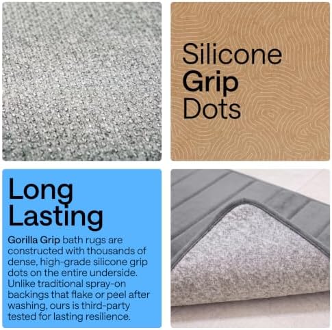 GORILLA GRIP Absorbent Memory Foam Bath and Shower Mat, 30x20, Gray - Image 3
