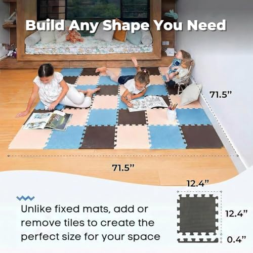 MioTetto Baby Play Mat, Soft Foam Floor Tiles for Kids. Adjustable Interlocking Foam Tiles, Fits with 74x74 Playpen Baby mat for Crawling & Development, Safe & Non-Toxic Playmat for Babies 6-12 Months - Image 2