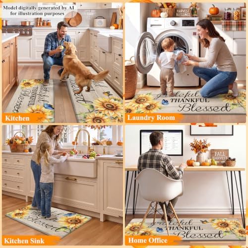 HEBE Fall Kitchen Rugs Set of 2, Anti Fatigue Kitchen Mats for Floor - Image 7