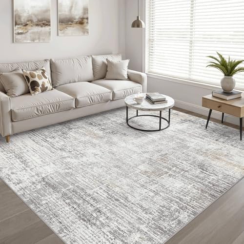 LOONGRUG 10x12 Area Rug Washable Neutral Modern Living Room Rug Gray Beige - Image 6