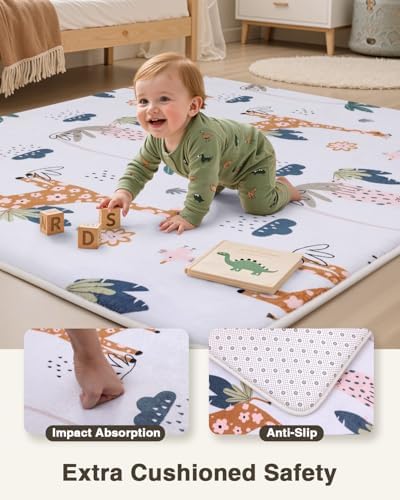 SEPARO Thick Baby Play Mat for Floor,50x50 Playpen Mat,Safe,Tummy Time Mats - Image 3
