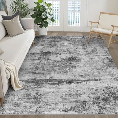 LOONGRUG 6x9 Area Rug Washable Neutral Moder Living Roomn Rug Black Gray by LOONGRUG
