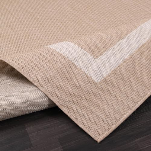 Luul Home Bordered Outdoor Rug 8x10 Washable Outside Carpet for Indoor Patio Porch Waterproof Easy Cleaning Non Shedding Area Rugs Beige 8 x 10 - Image 4