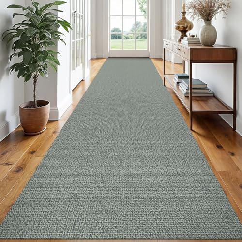 EARTHALL Washable Runner Rug, Non Slip Hallway Runner, 3x18 Ft, Green/Grey by Unknown