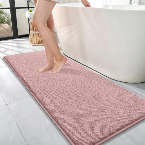 OLANLY Memory Foam Bathroom Runner Rugs 47x17, Long Bath Mats, Dusty Rose by OLANLY