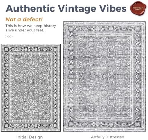 OPPODREAM Vintage Grey Area Rugs 2x3, Washable Rug for Living Room - Image 3