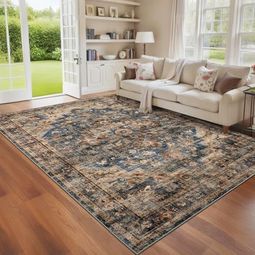 GarveeHome 6x9 Rugs for Living Room Washable Area Rug Blue&Brown - Image 3