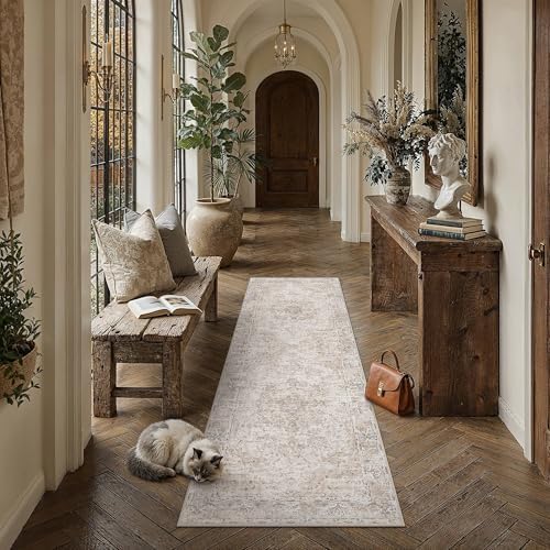HUGEAR Beige Runner Rugs 2x6 Washable Rug Indoor Carpet by HUGEAR