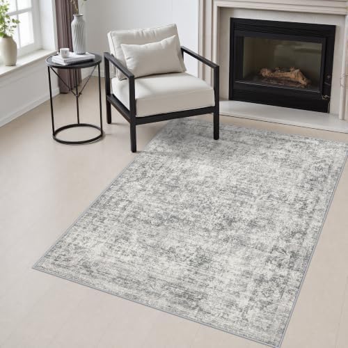 Area Rug Living Room: 3x5 Modern Washable Soft Carpet Black Grey by FXRHLP