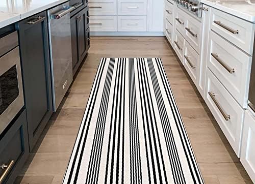 Black and White Striped Runner Rug 2x6ft,Washable Outdoor Entryway Rug - Image 6
