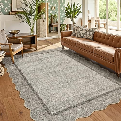 GarveeHome Scalloped Washable Area Rug 4x6 Small Entryway Rug Non Slip by GarveeHome