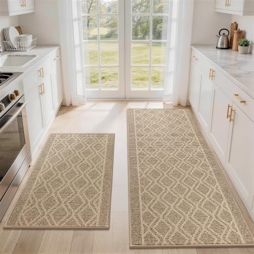 COSY HOMEER Kitchen Rugs Sets of 2 Non-Slip Washable,24”x35“+24”X60“ by COSYHOMEER