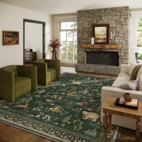 10x14 Area Rugs for Living Room: Washable Rug Stain Resistant Non Slip Low Pile Faux Wool Ultra Soft Lightweight Indoor Large Rugs for Bedroom Dining Room Under Table Rug Nursery Home Office Farmhouse by palohom