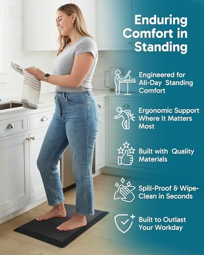 Ophanie Kitchen Mats for Floor,3/4 inch Thick,17x24 Anti Fatigue Cushioned Mat,Kitchen Rugs,Waterproof,Comfort Ergonomic Standing Mat for Office,Home,Sink with 99+ Pairs of Anti-Slip Bottom Ridges - Image 3