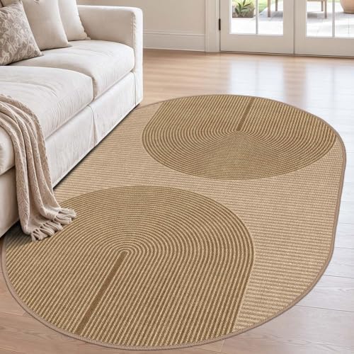 Easy Jute Rug for Pet Homes: Oval Rugs 4x6 - Geometric Arch Pattern by Arvenchy