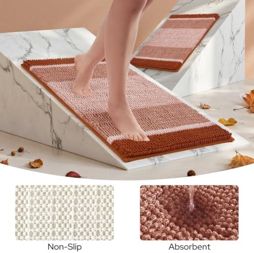 HOMEIDEAS Fall Burnt Orange Bathroom Rugs Sets 2 Piece, 20"x32"+17"x24" - Image 4
