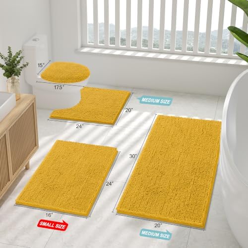 Smiry Bathroom Rugs 24X16, Luxury Chenille Extra Soft Absorbent Bath Mat - Image 2