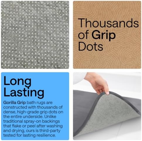 GORILLA GRIP® Memory Foam Bath Rug for Bathroom, 30x20 Graphite Gray - Image 3