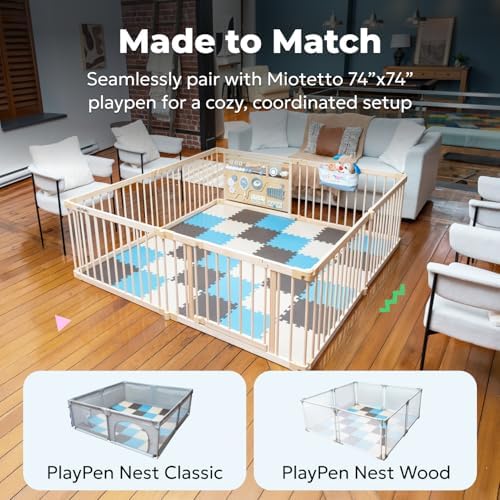 MioTetto Baby Play Mat, Soft Foam Floor Tiles for Kids. Adjustable Interlocking Foam Tiles, Fits with 74x74 Playpen Baby mat for Crawling & Development, Safe & Non-Toxic Playmat for Babies 6-12 Months - Image 6